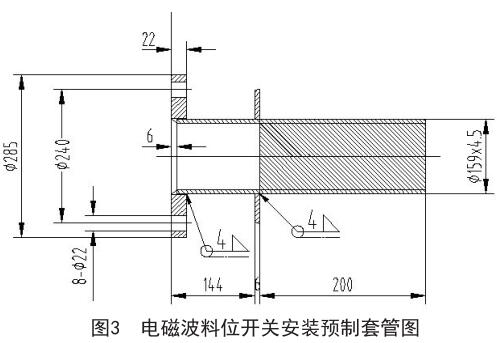 電磁波料位開(kāi)關(guān)安裝預(yù)制套管圖